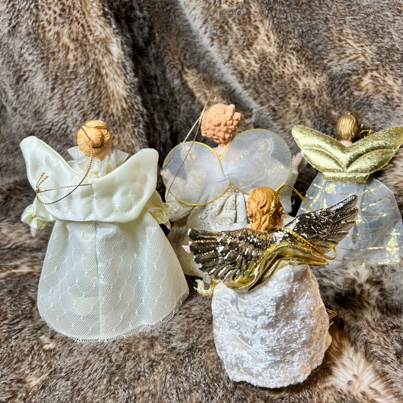 Vintage Victorian Angels Ornaments /tree Topper Porcelain White Gold Lace Lot 4 - Picture 9 of 12